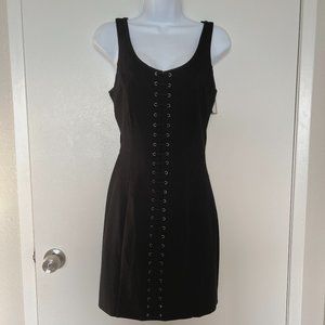 Lace Up Bodycon Dress in Jet Black by Guess NWT